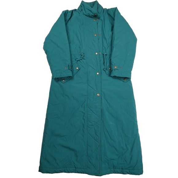 L.L. Bean Jackets & Coats Womens Ll Bean Long Winter Coat Teal Color Full Zip Snap Up Size
